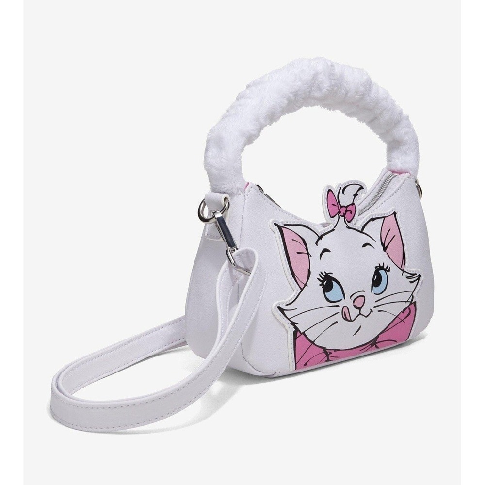NEW Loungefly Disney The Aristocats Marie Fuzzy Handle Crossbody Bag‎ Handbag
